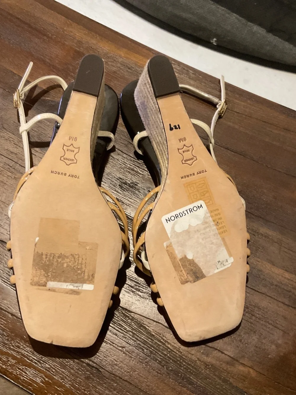 Tory Burch Multi-Strap Esppadrille Wedge Sandals Cantucci-Light Cream Size 9